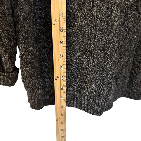 Aran Crafts Men's Merino Wool Grey Cable Knit Full Zip Cardigan Sweater Size L - Picture 4 of 7